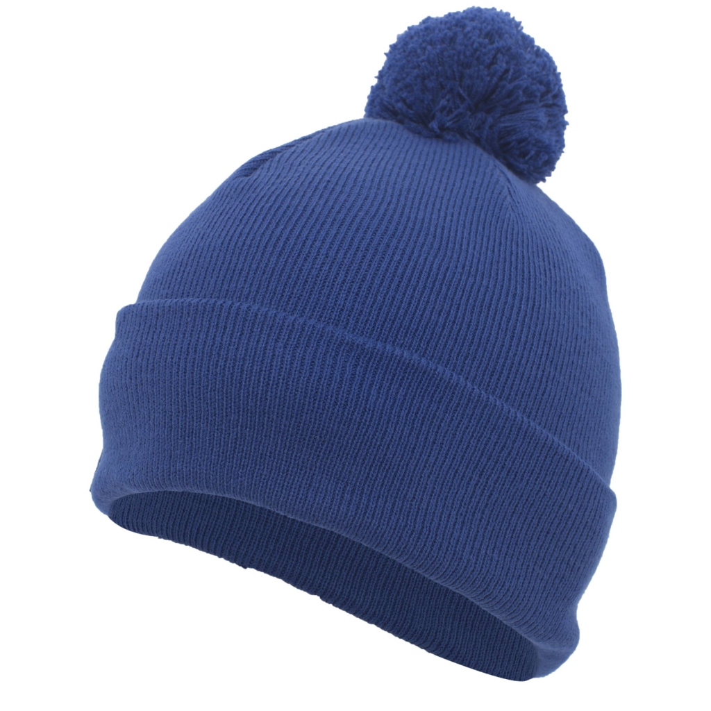 Knit Fold Over Pom-Pom Beanie