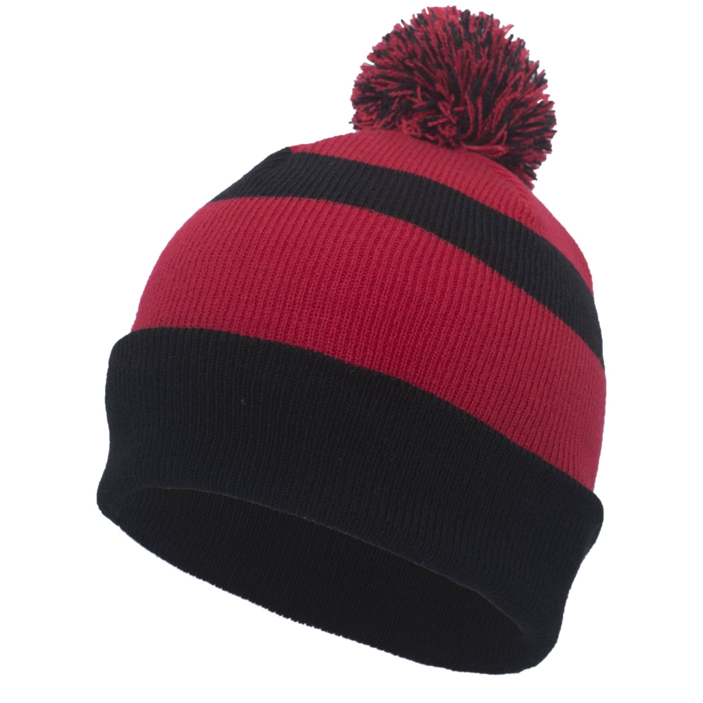 Knit Fold Over Pom-Pom Beanie