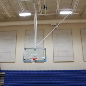 Single Post Side-Braced Side-Folding Ceiling Hung Basketball Backstop