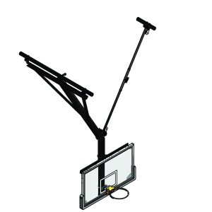 Bent Single Post Side-Braced Side-Folding Ceiling Hung Basketball Backstop