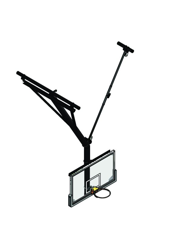 Bent Single Post Side-Braced Side-Folding Ceiling Hung Basketball Backstop