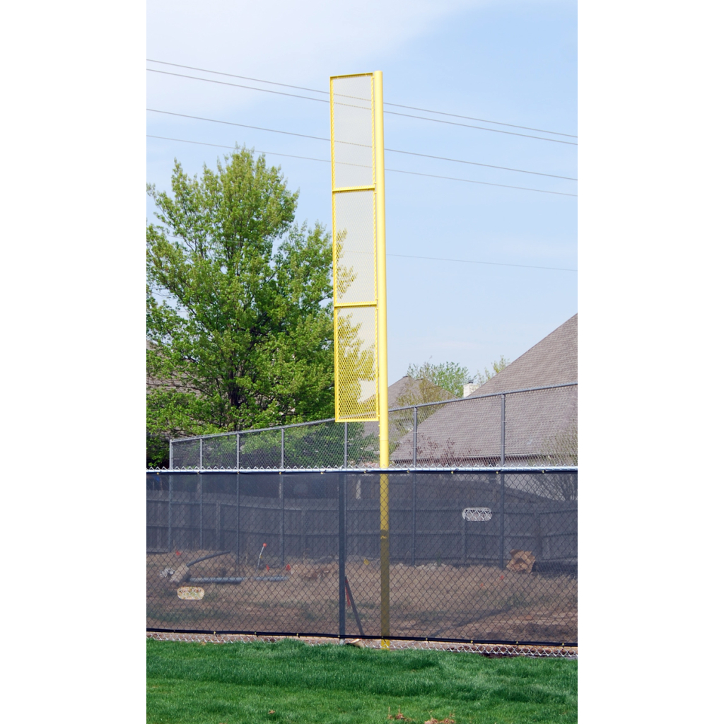 5-9/16” O.D. Surface Mount 30’ Yellow Foul Pole, 18’ L x 18” W Wing Panel