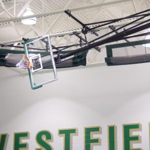Single Post Side-Braced Side-Folding Ceiling Hung Basketball Backstop - Image 4