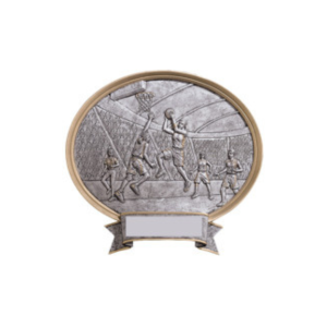 Women's Basketball Pewter-tone Oval Resin Plaque