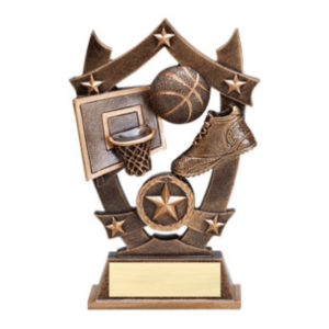 Antique Gold Tone Resin Basketball Trophy