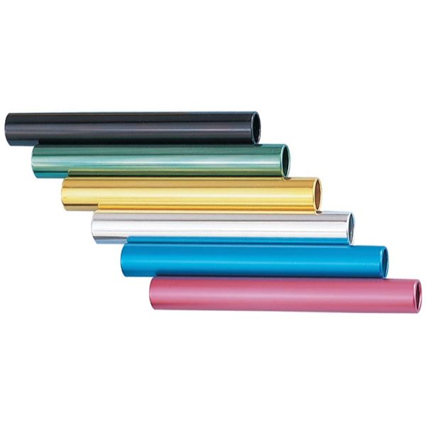 Official-dimension anodized aluminum relay batons.