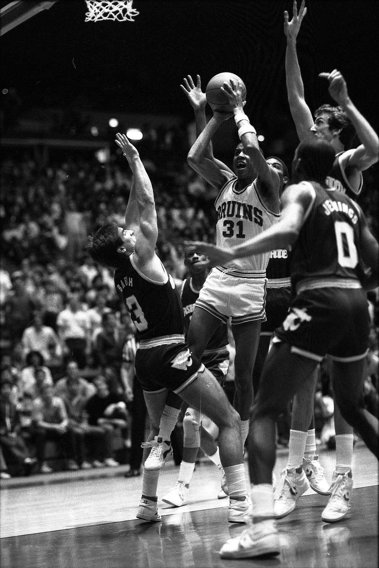 Reggie Miller in game action for UCLA, 1985