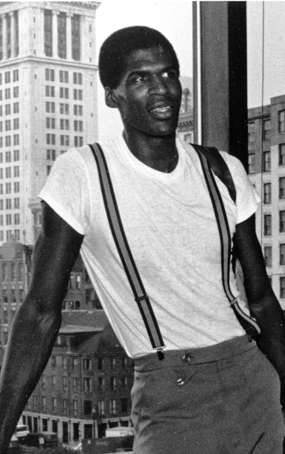 Robert Parish at a Boston Celtics championship celebration in the mid-1980s