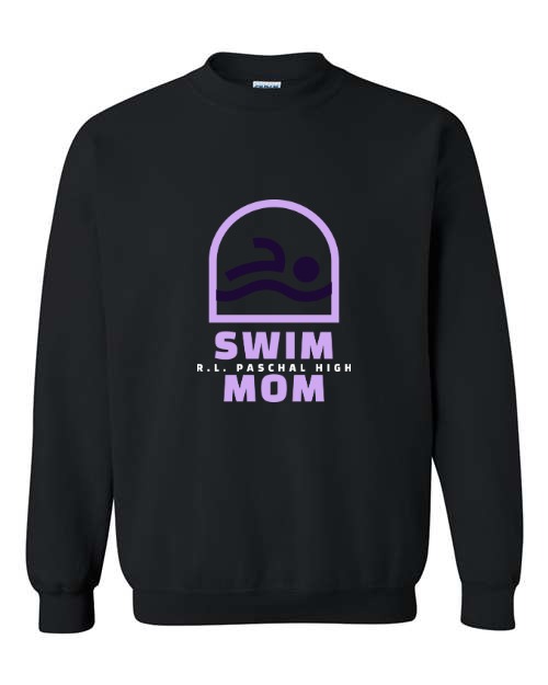 Paschal Panthers black crewneck sweatshirt with the Swim Mom design