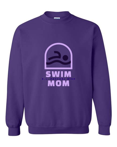 Paschal Panthers purple crewneck sweatshirt with the Swim Mom design