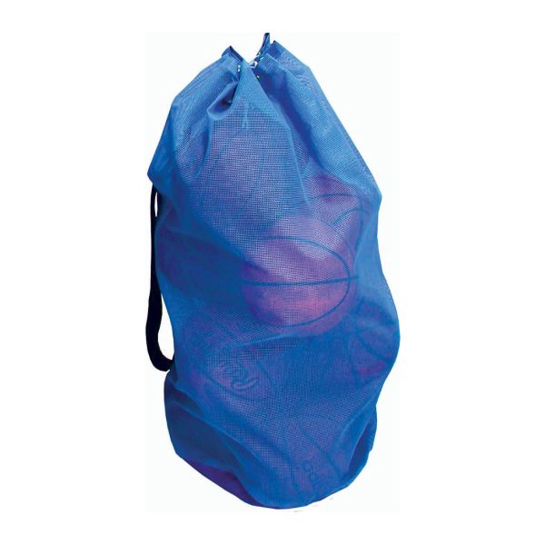 Vinyl mesh ball bag, royal blue, with shoulder strap