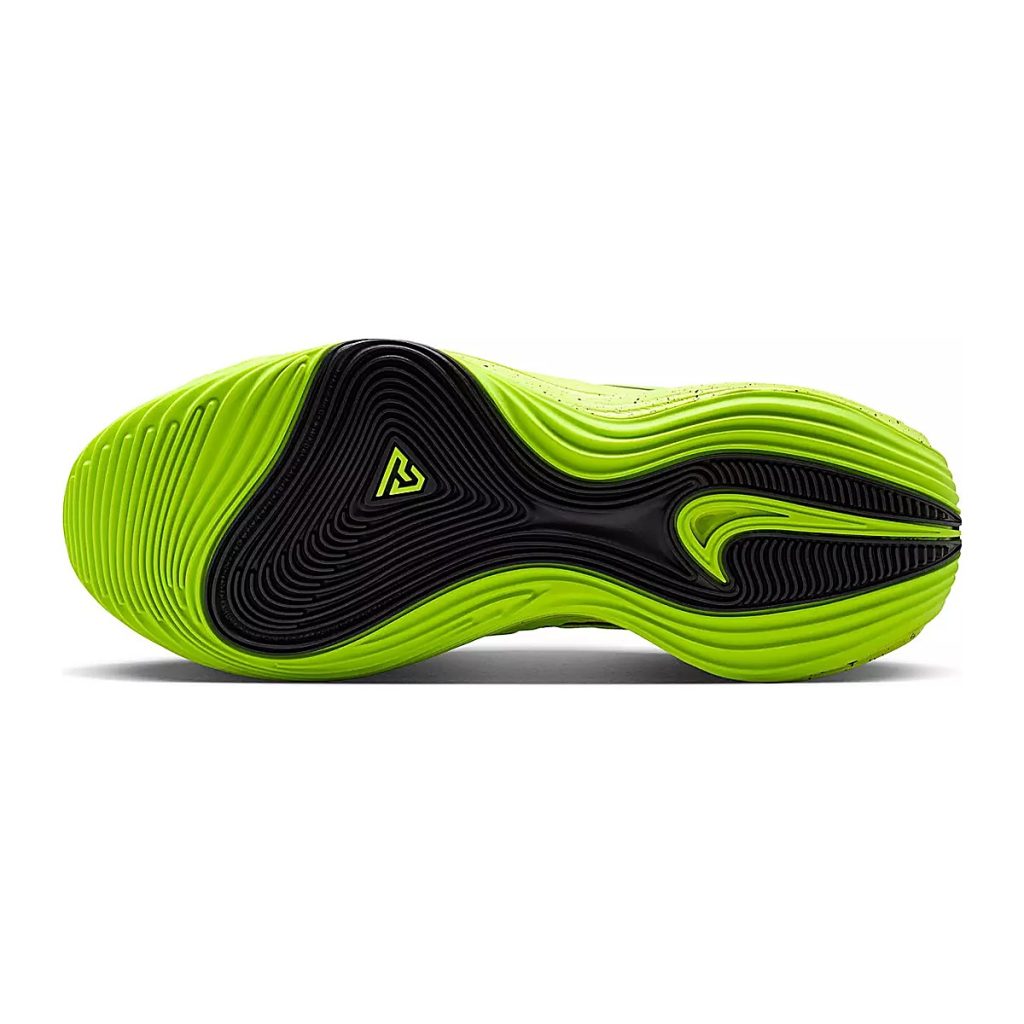 Nike Giannis Immortality 5 Barely Volt Black IM5130-700 outsole with Giannis logo