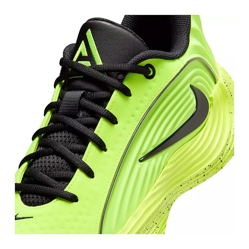 Nike Giannis Immortality 5 Barely Volt Black IM5130-700 tongue and lace detail