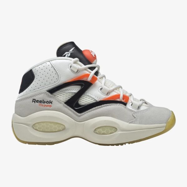 Reebok Question Mid Pump White/Orange/Cream lateral profile