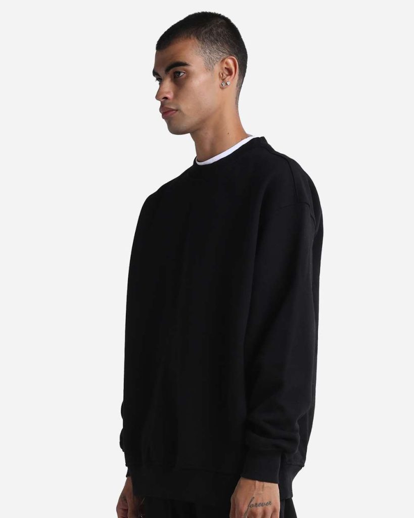 Grey Bunker Max Heavy Crewneck in Black, side