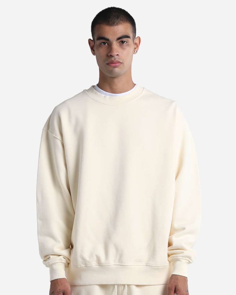 Grey Bunker Max Heavy Crewneck in Cream, front