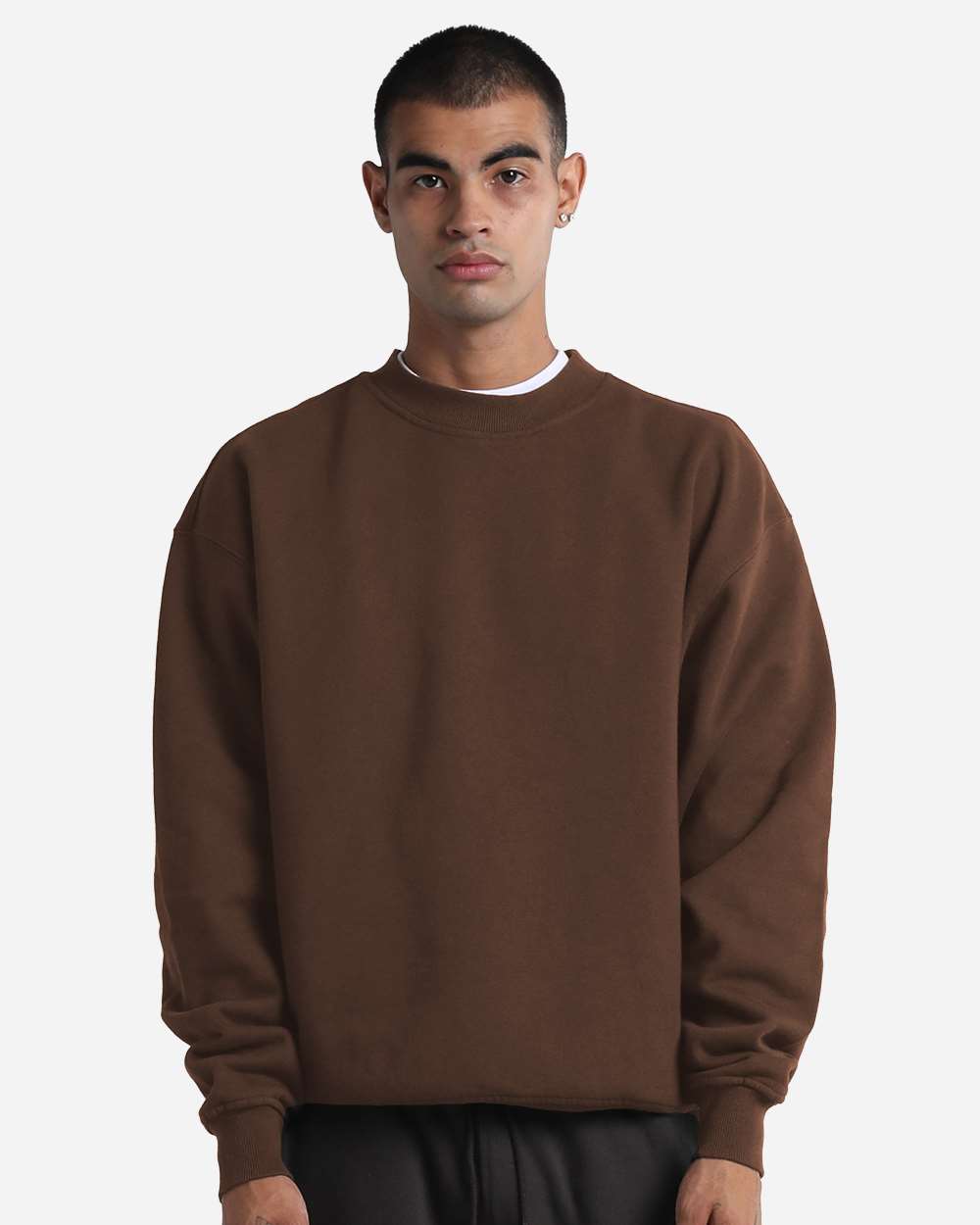 Grey Bunker Max Heavy Crewneck in Mocha, front