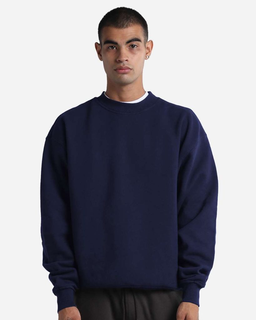 Grey Bunker Max Heavy Crewneck in Navy, front