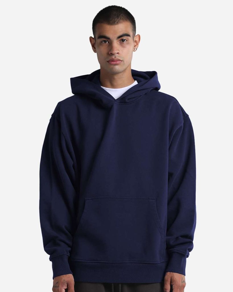 Grey Bunker Max Heavy Hoodie in Navy, front