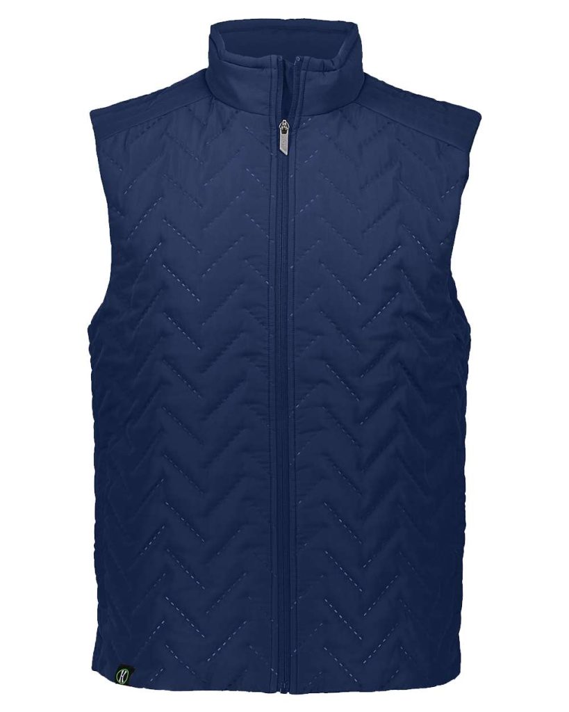 Holloway Men's Repreve Eco Quilted Vest in Navy, front