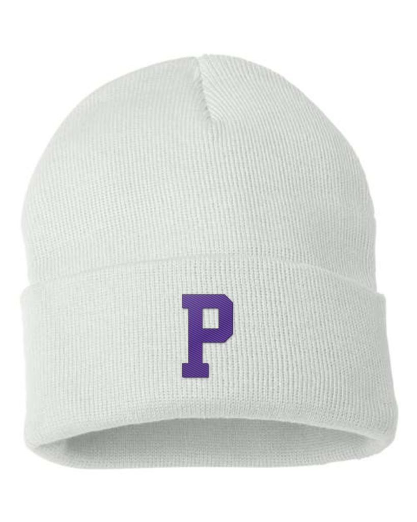 Paschal Panthers Cuffed Beanie - Block P - White