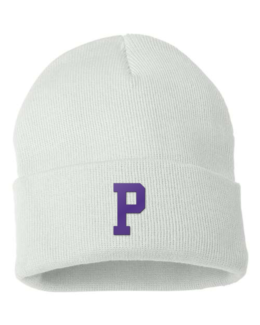 Paschal Panthers Cuffed Beanie - Block P - White