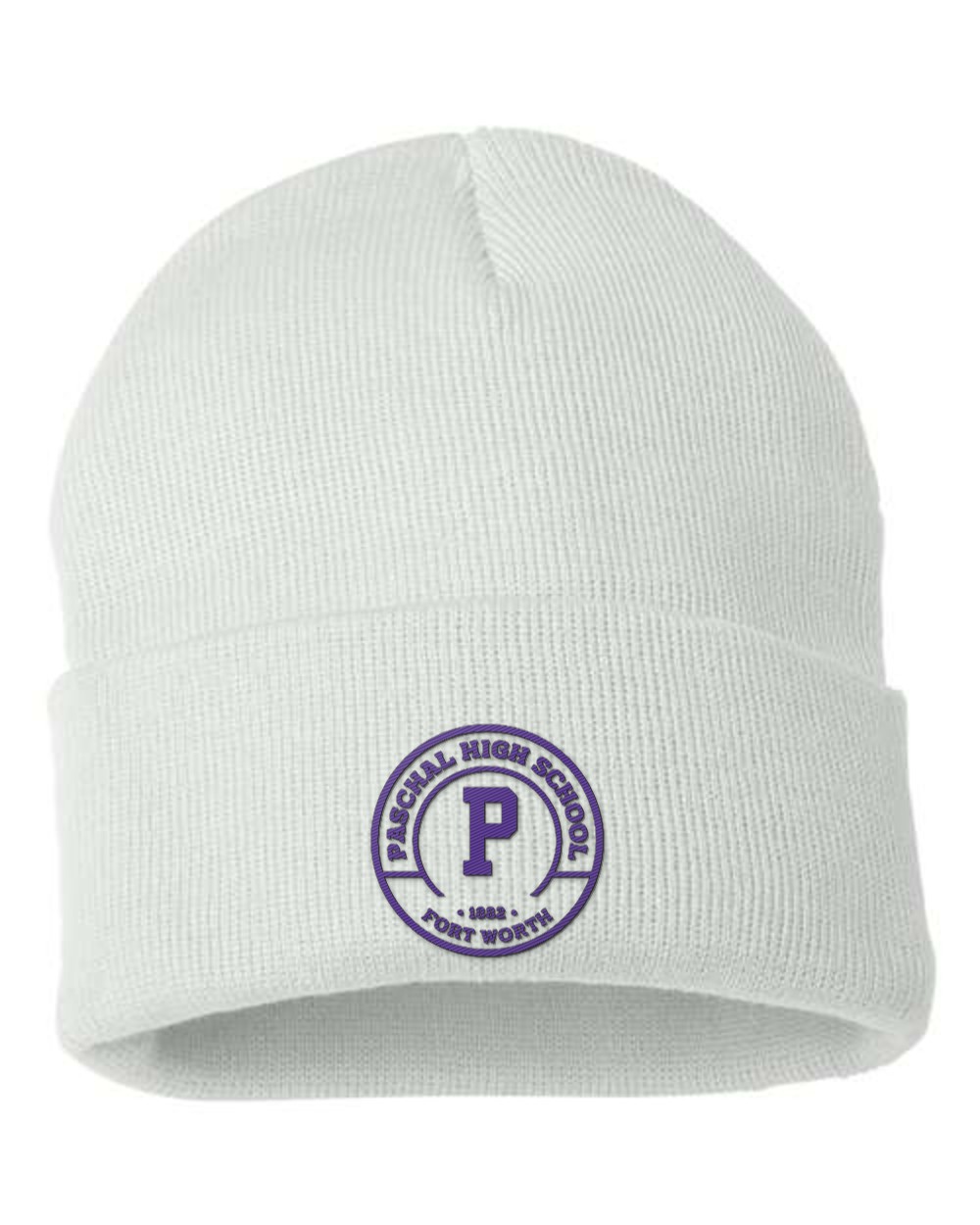Paschal Panthers Cuffed Beanie - Paschal Crest - White