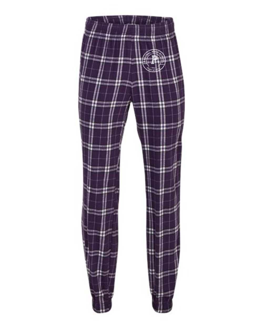 Paschal Panthers flannel joggers with Paschal crest on the left hip