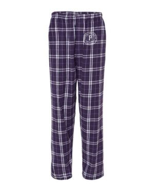 Paschal Panthers flannel pajama pants with Paschal crest on the left hip