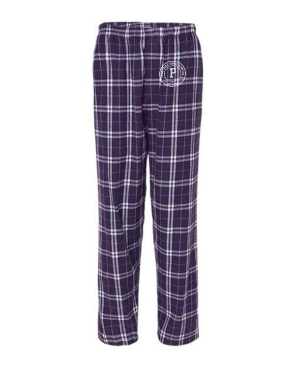 Paschal Panthers flannel pajama pants with Paschal crest on the left hip