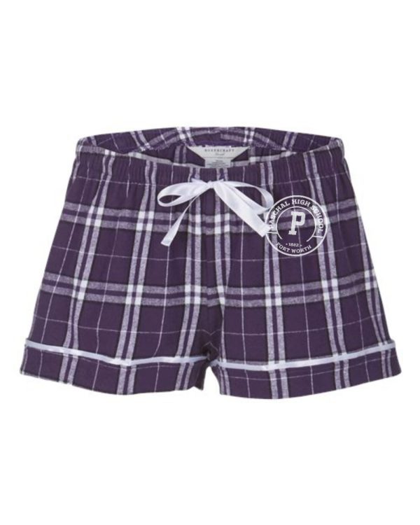 Paschal Panthers flannel sleep shorts with Paschal crest on the left hip