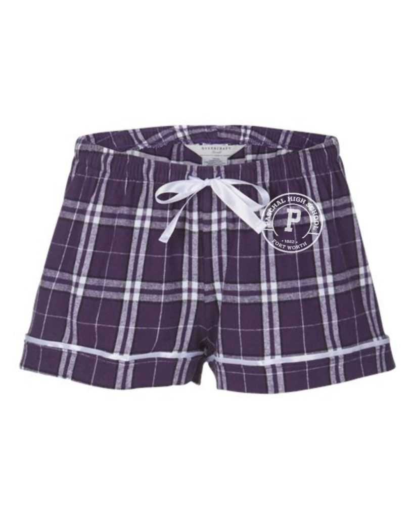 Paschal Panthers flannel sleep shorts with Paschal crest on the left hip