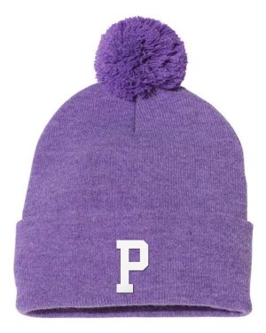 Paschal Panthers Pom Beanie - Block P - Heather Purple