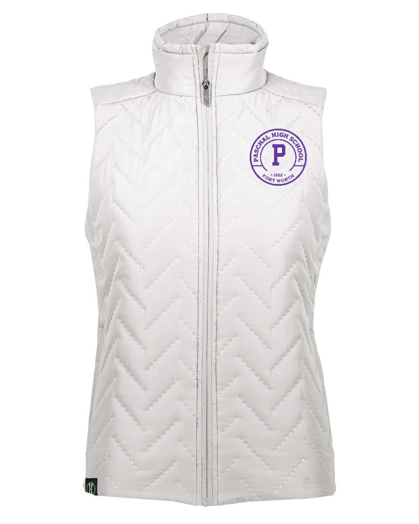 Paschal Panthers Quilted Vest white with purple Paschal crest