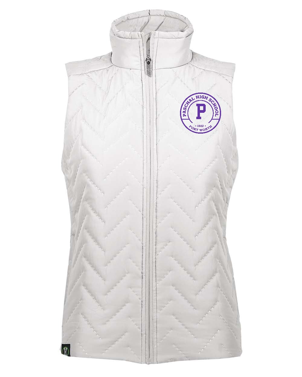 Paschal Panthers Quilted Vest white with purple Paschal crest