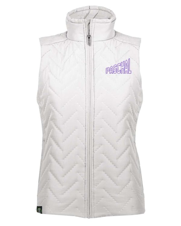 Paschal Panthers Womens Quilted Vest white with PASCHAL wordmark