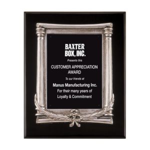 Black Piano Finish Plaque with Silver Frame