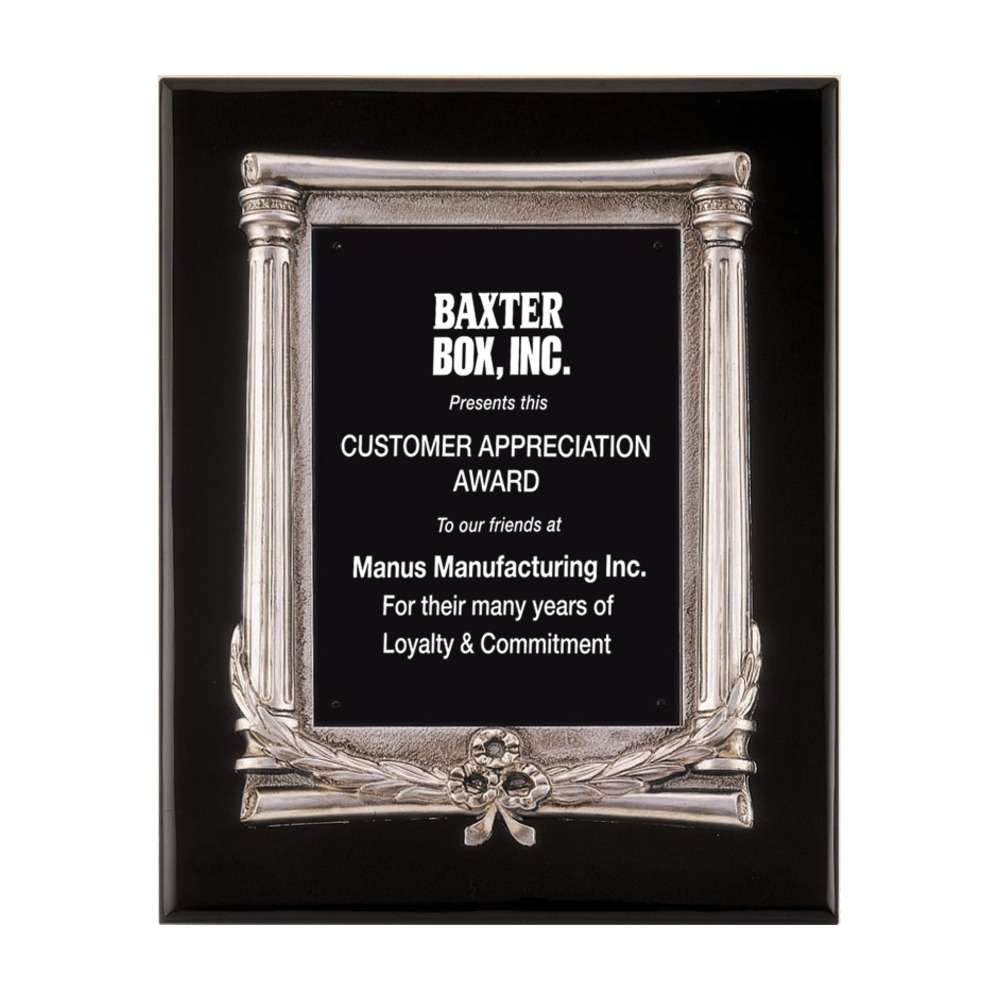 Black Piano Finish Plaque with Silver Frame