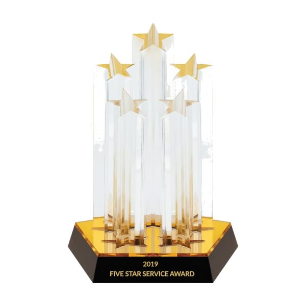 Five Star Lucite Award on Mirrored Base
