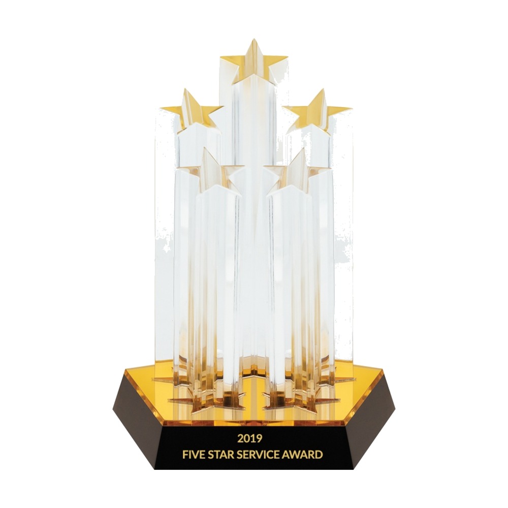 Five Star Lucite Award on Mirrored Base