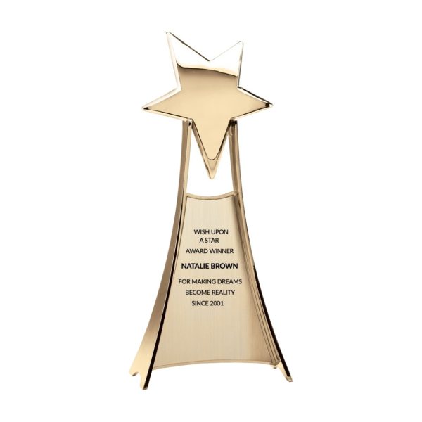 Gold Standing Star Award — 4 3/4 x 11 in.