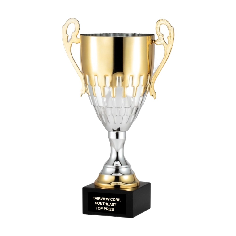 Silver and Gold Metal Cup Trophy — 13–16 in.