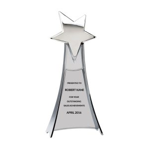 Silver Standing Star Award — 4 3/4 x 11 in.
