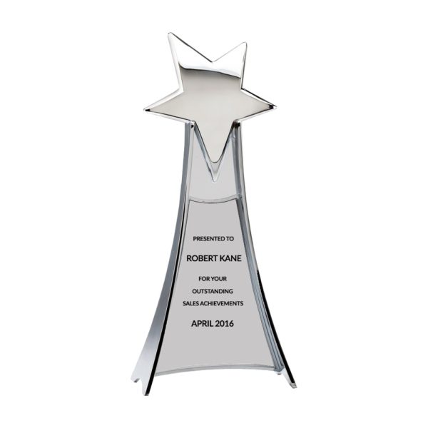Silver Standing Star Award — 4 3/4 x 11 in.